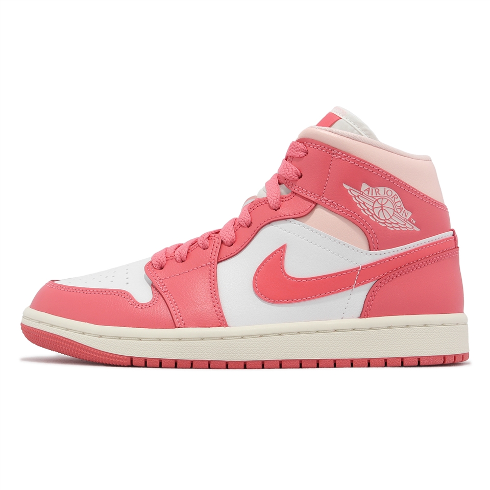 Nike Wmns Air Jordan 1 Mid 女鞋粉紅白草莓奶油AJ1 一代喬丹BQ6472