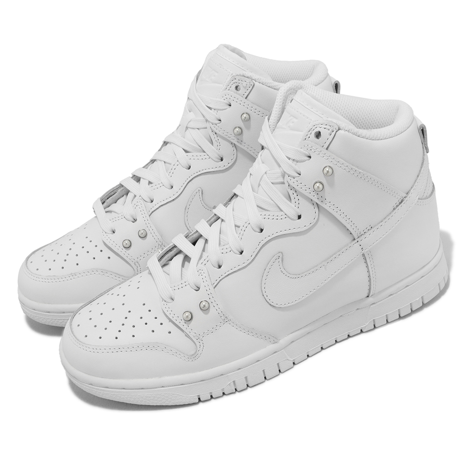 Nike 休閒鞋Wmns Dunk High SE 女鞋白全白珍珠高筒DM7607-100|休閒運動