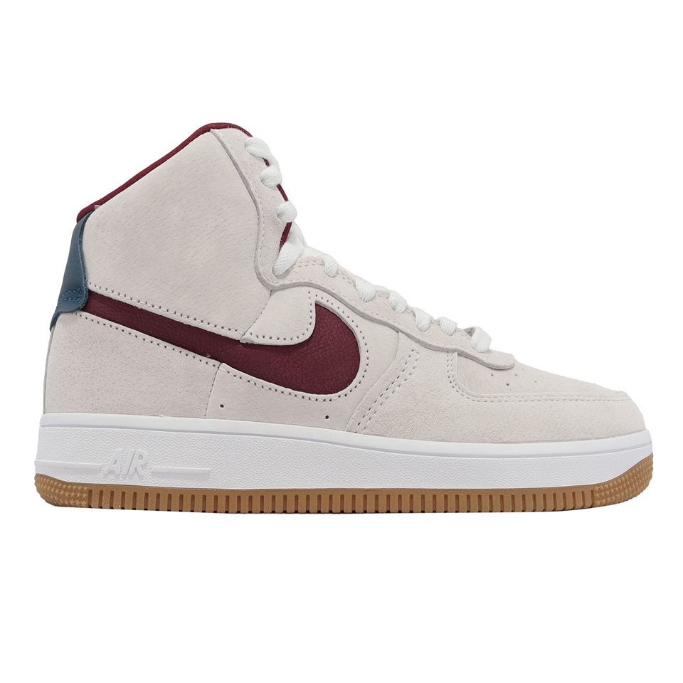 Nike 休閒鞋Wmns AF1 Sculpt 女鞋灰酒紅復古高筒Air Force 1 麂皮