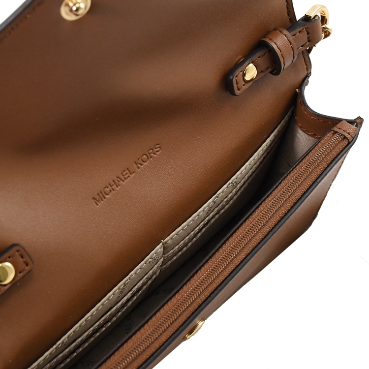 MICHAEL KORS Jet Set Travel 防刮皮革信封式WOC斜背包.咖|MK斜背包