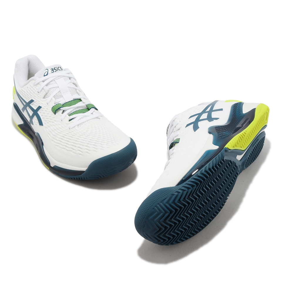 Asics 網球鞋GEL-Resolution 9 CLAY 男鞋白深藍美網配色紅土專用亞瑟士 