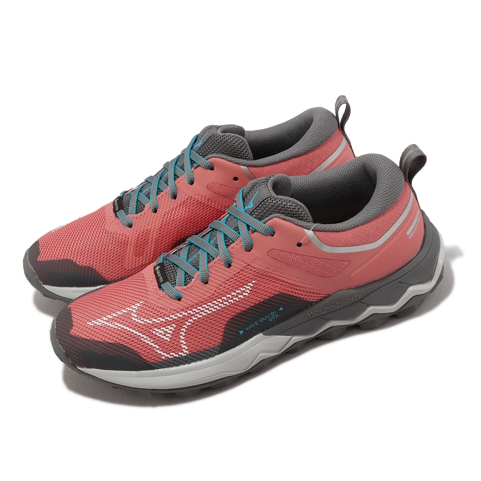 Mizuno 越野跑鞋Wave Ibuki 4 GTX 女鞋粉紅灰波浪片防水塗層輪胎大底