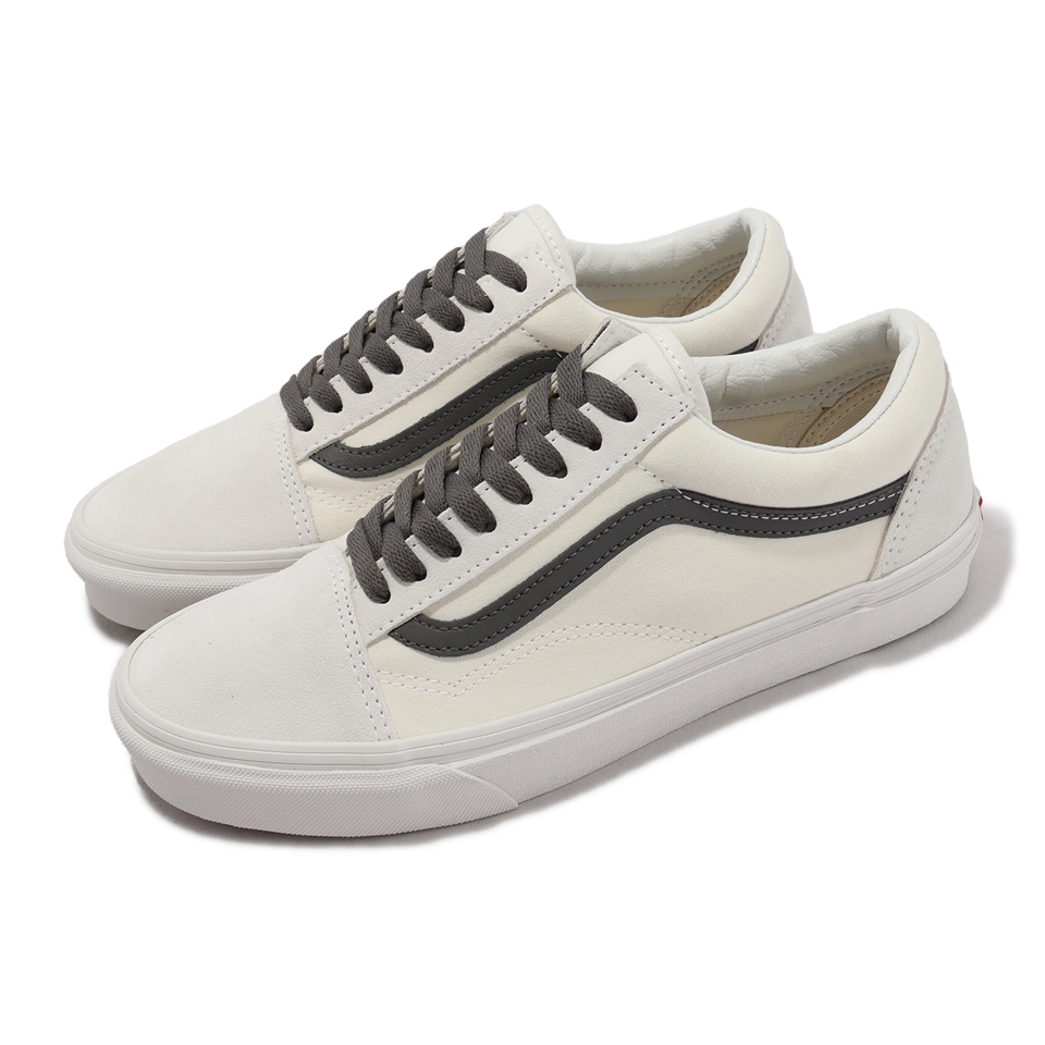 Vans 休閒鞋Old Skool 男鞋白灰麂皮復古小白鞋Vintage Pop VN0005UFPWT