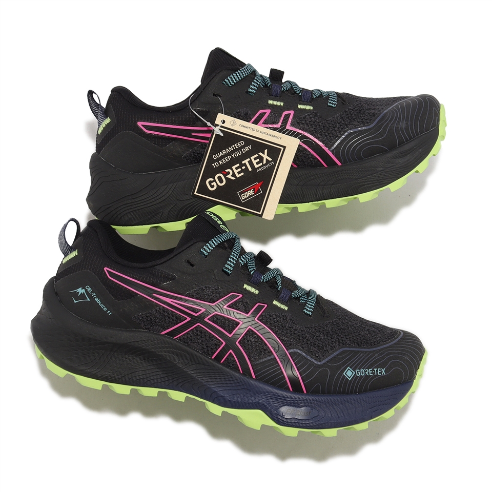 Asics 越野跑鞋GEL-Trabuco 11 GTX 女鞋黑粉紅防水亞瑟膠戶外運動鞋亞