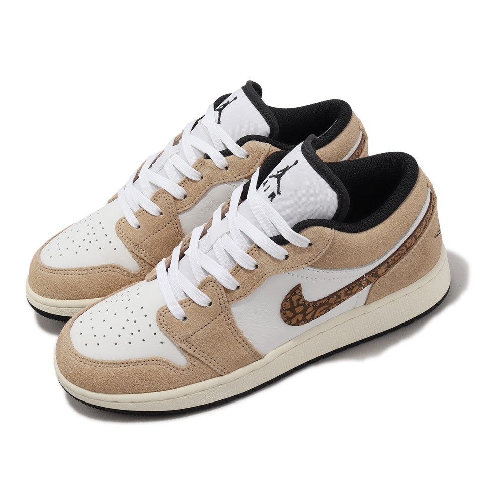 Nike Air Jordan 1 Low SE GS 大童鞋女鞋AJ1 奶茶棕爆裂紋喬丹休閒鞋