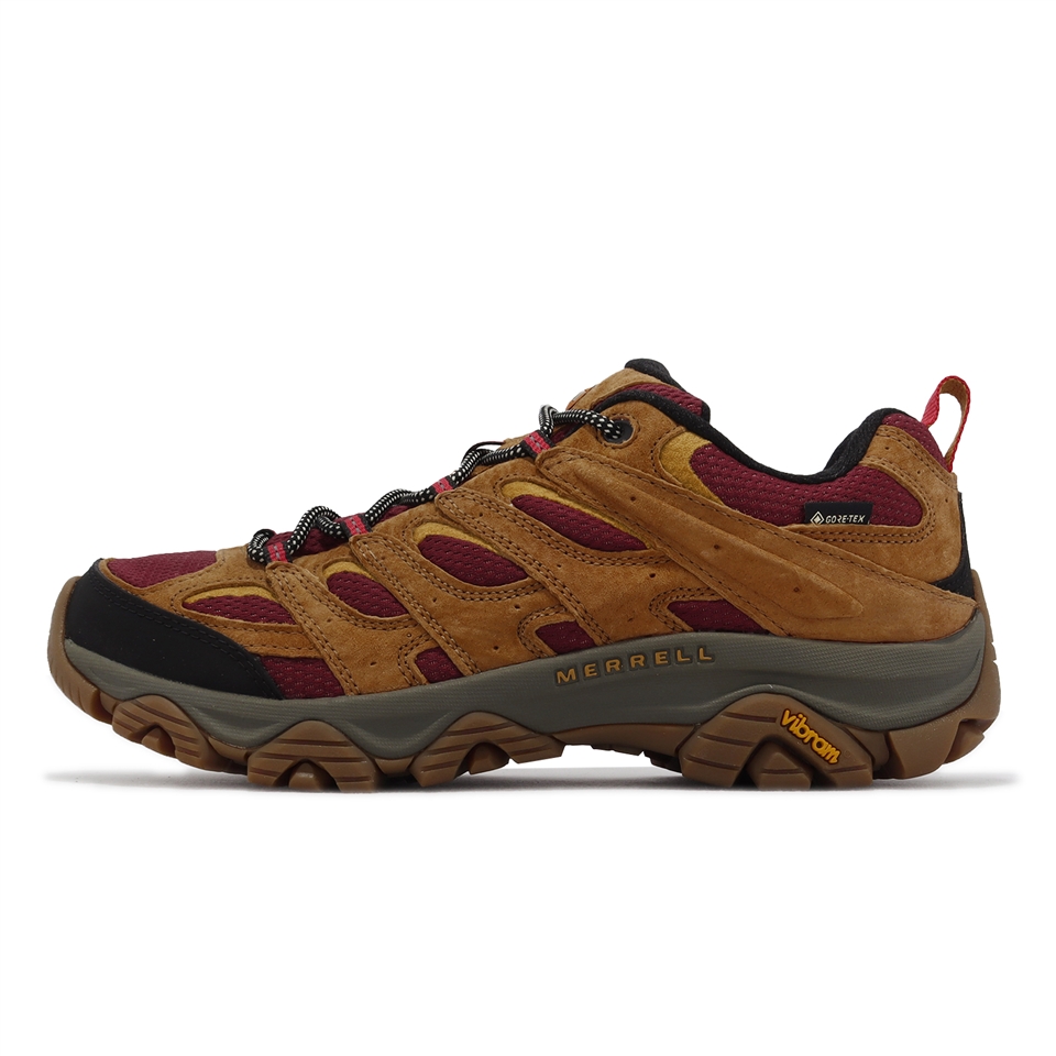 Merrell 戶外鞋Moab 3 GTX 男鞋棕紅防水黃金大底真皮越野郊山避震支撐