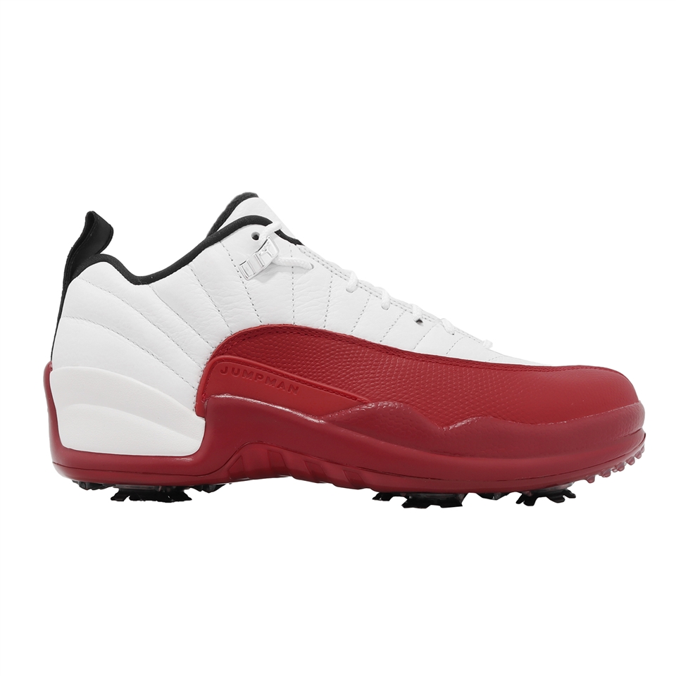 Nike 高爾夫球鞋Air Jordan XII Low 男鞋白紅可拆式鞋釘CHERRY AJ12