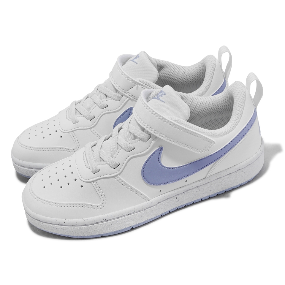 Nike 童鞋Court Borough Low Recraft PS 中童白紫皮革魔鬼氈休閒鞋