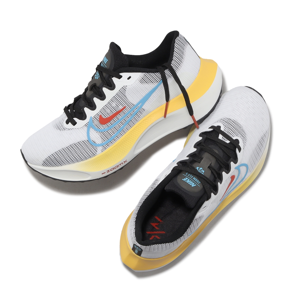 Nike 慢跑鞋Wmns Zoom Fly 5 女鞋白藍黑氣墊路跑運動鞋DM8974-002|慢跑