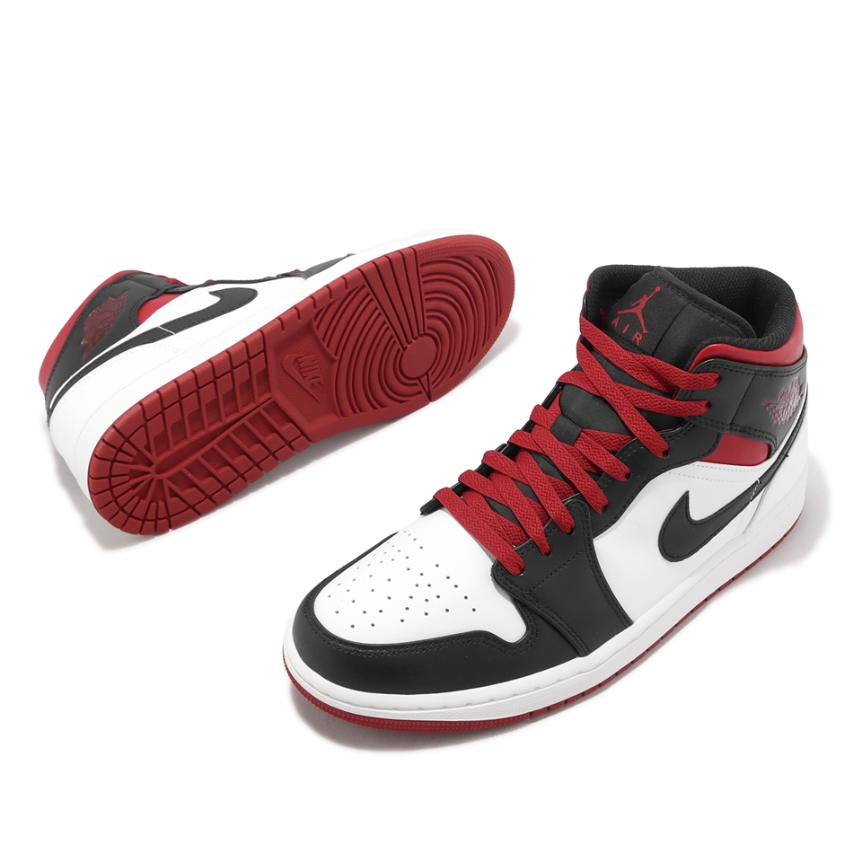 Nike Air Jordan 1 Mid 男鞋Gym Red 黑腳趾黑白紅AJ1 喬丹休閒鞋DQ8426