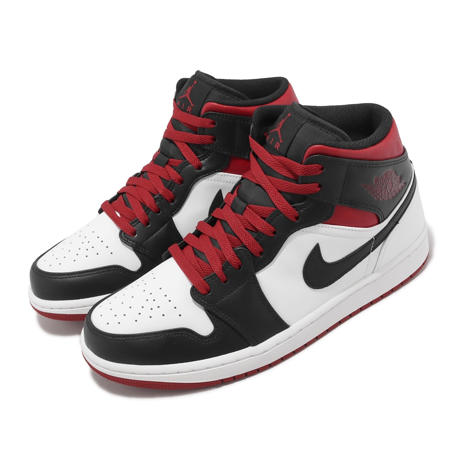 Nike Air Jordan 1 Mid 男鞋Gym Red 黑腳趾黑白紅AJ1 喬丹休閒鞋