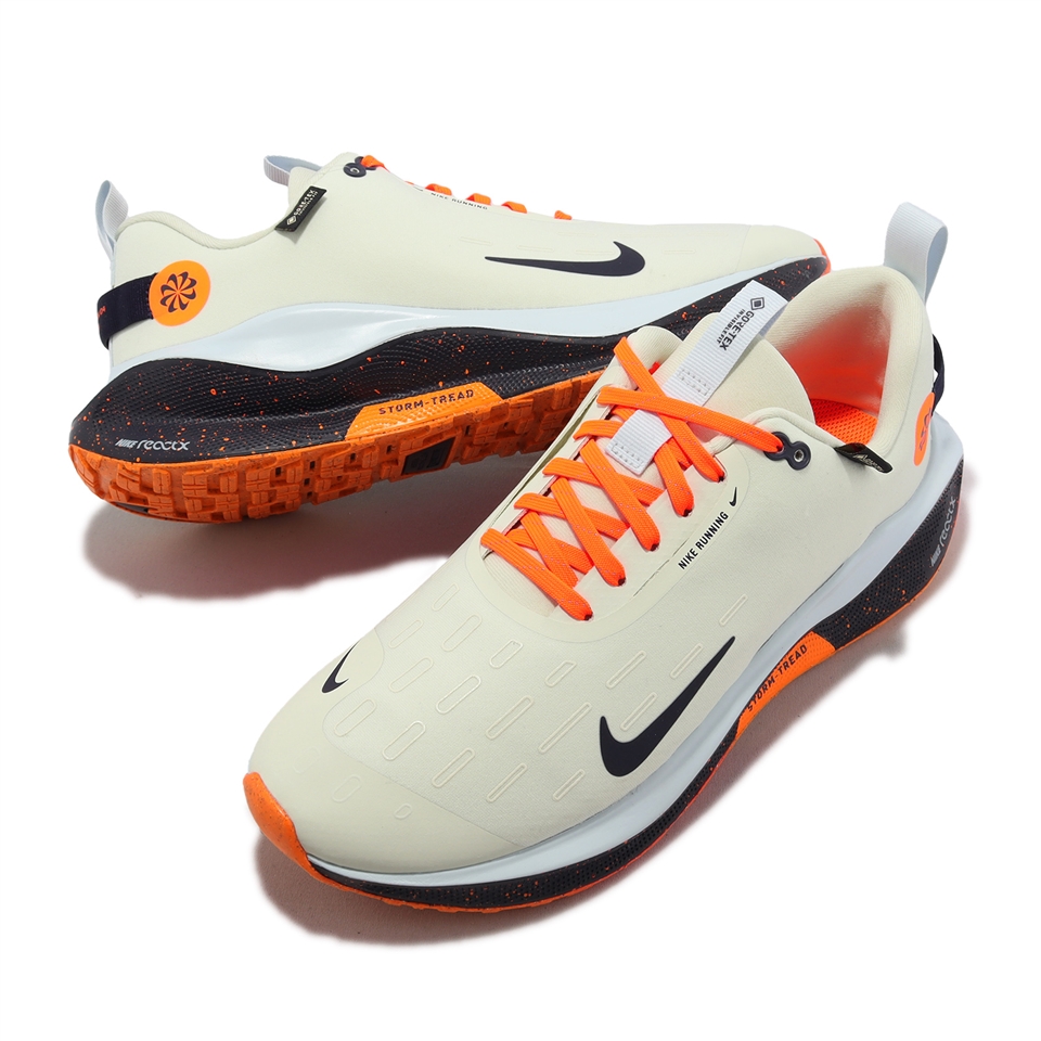 Nike 慢跑鞋ReactX Infinity Run 4 GTX 米白橘男鞋防水運動鞋FB2204