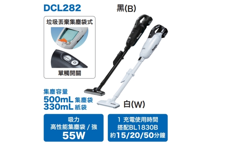 MAKITA牧田DCL282TWX8白色集塵袋18V無刷吸塵器(5.0A*1)|吸塵器|Her森森