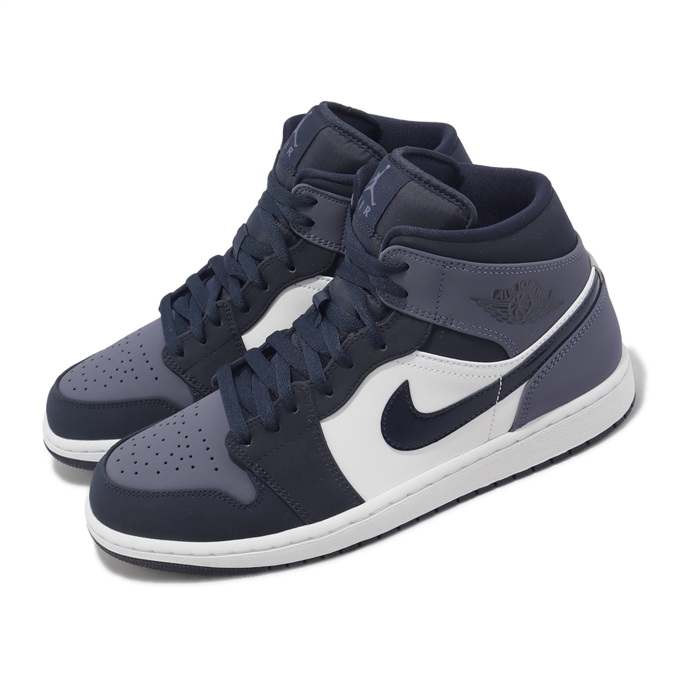 Nike Air Jordan 1 Mid 男鞋藍紫AJ1 喬丹一代休閒鞋554724-445|休閒