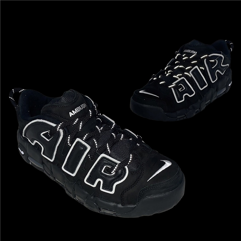 Nike x AMBUSH Air More Uptempo Low 黑白聯名男鞋大AIR 低筒FB1299