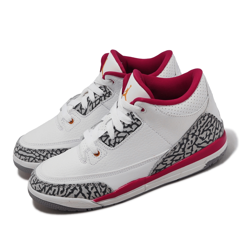 Nike 童鞋Air Jordan 3 Retro PS 中童小朋友3代親子鞋喬丹白紅爆裂