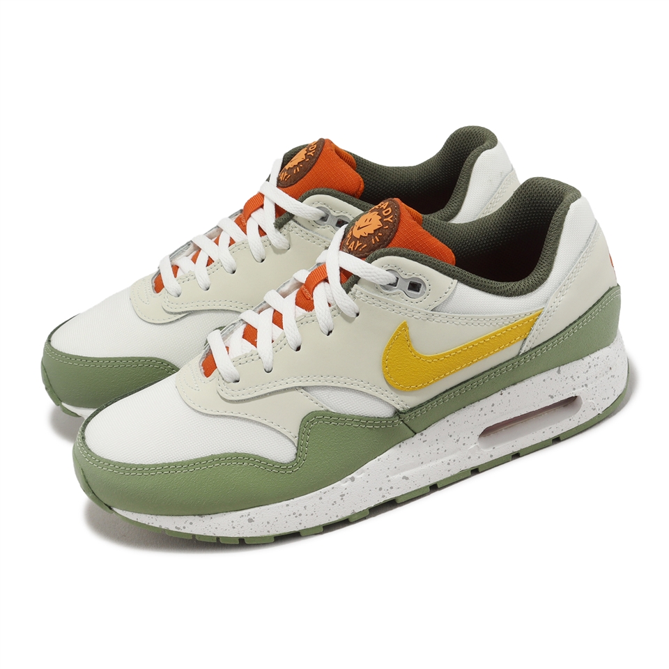 Nike 休閒鞋Air Max 1 SE GS 大童女鞋綠黃氣墊復古Ready Play FV3646