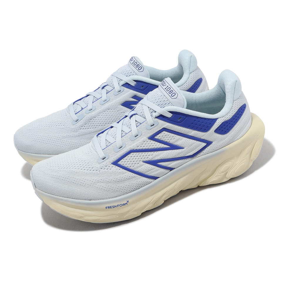 New Balance 慢跑鞋Fresh Foam X 1080 V13 2E 寬楦男鞋藍米白厚底運動