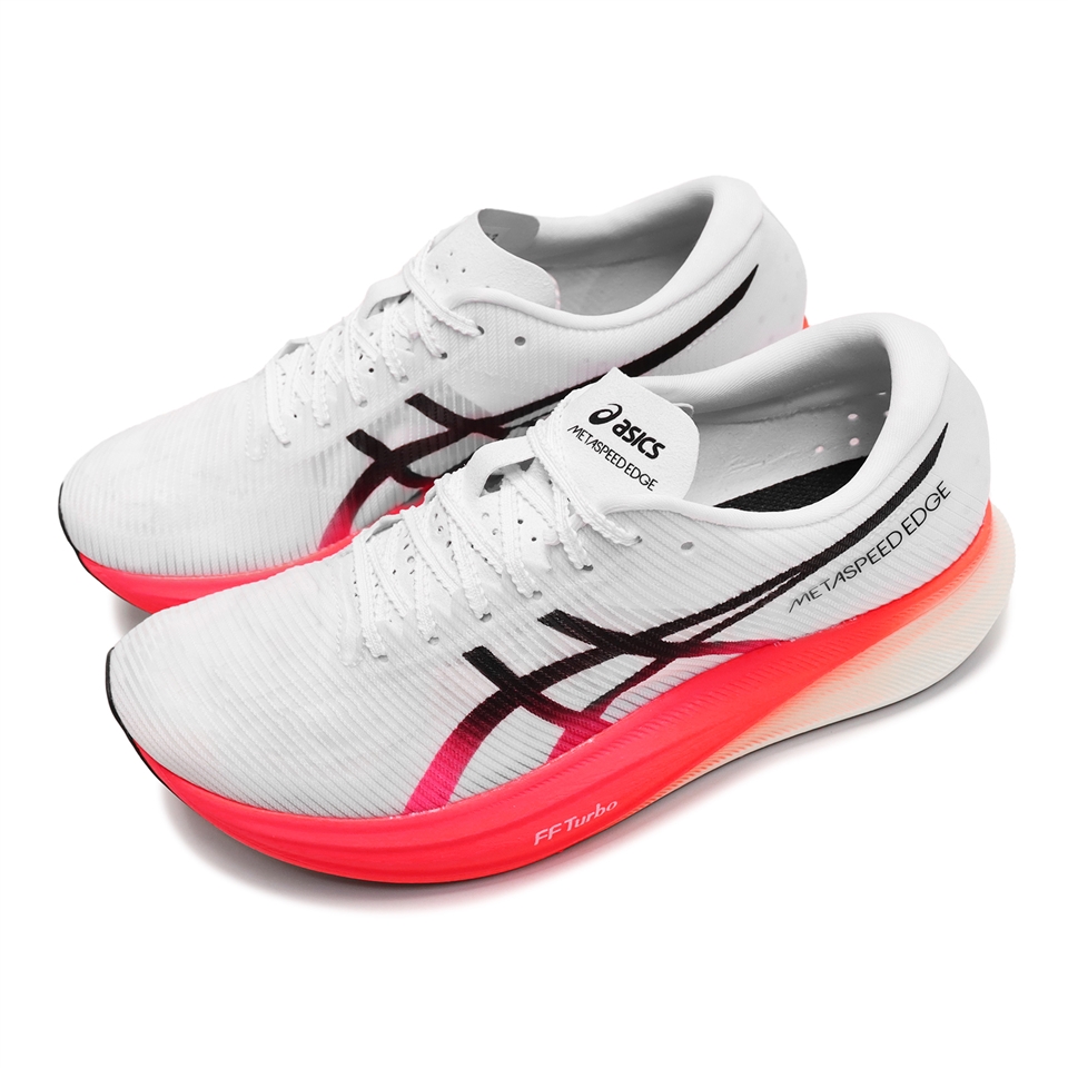Asics 競速跑鞋Metaspeed Edge+ 男鞋白紅步頻型碳板厚底路跑運動鞋亞瑟