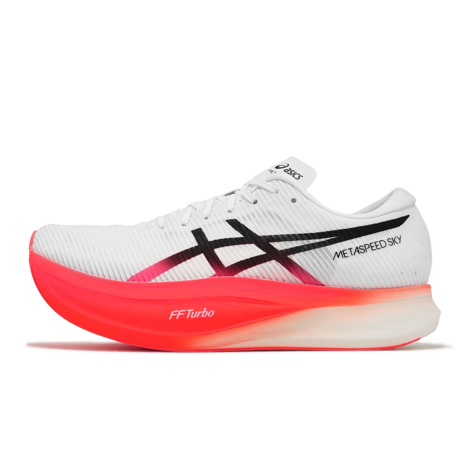 Asics 競速跑鞋Metaspeed Sky+ 男鞋白紅步幅型碳板厚底路跑運動鞋亞瑟