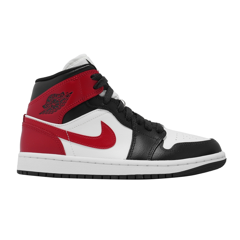 Nike 休閒鞋Wmns Air Jordan 1 Mid 女鞋男鞋白紅AJ1 一代黑頭BQ6472