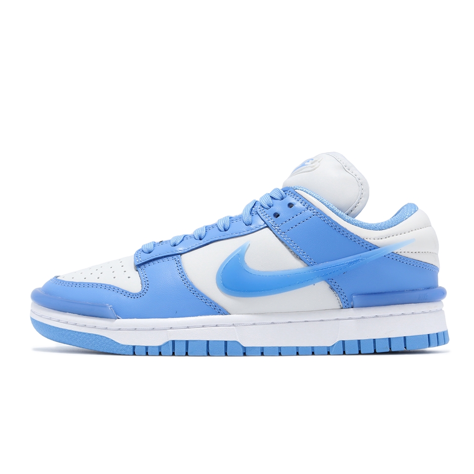 Nike 休閒鞋Wmns Dunk Low Twist 女鞋北卡藍白皮革低筒經典DZ2794-002