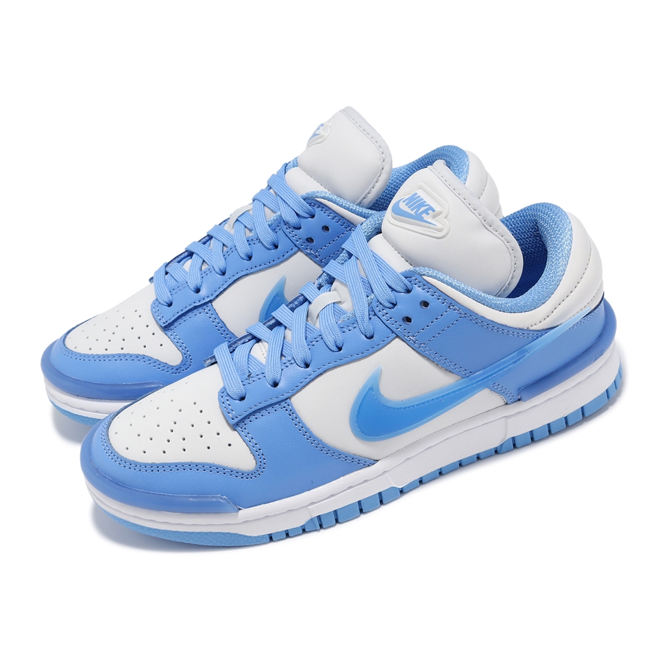 Nike 休閒鞋Wmns Dunk Low Twist 女鞋北卡藍白皮革低筒經典DZ2794-002