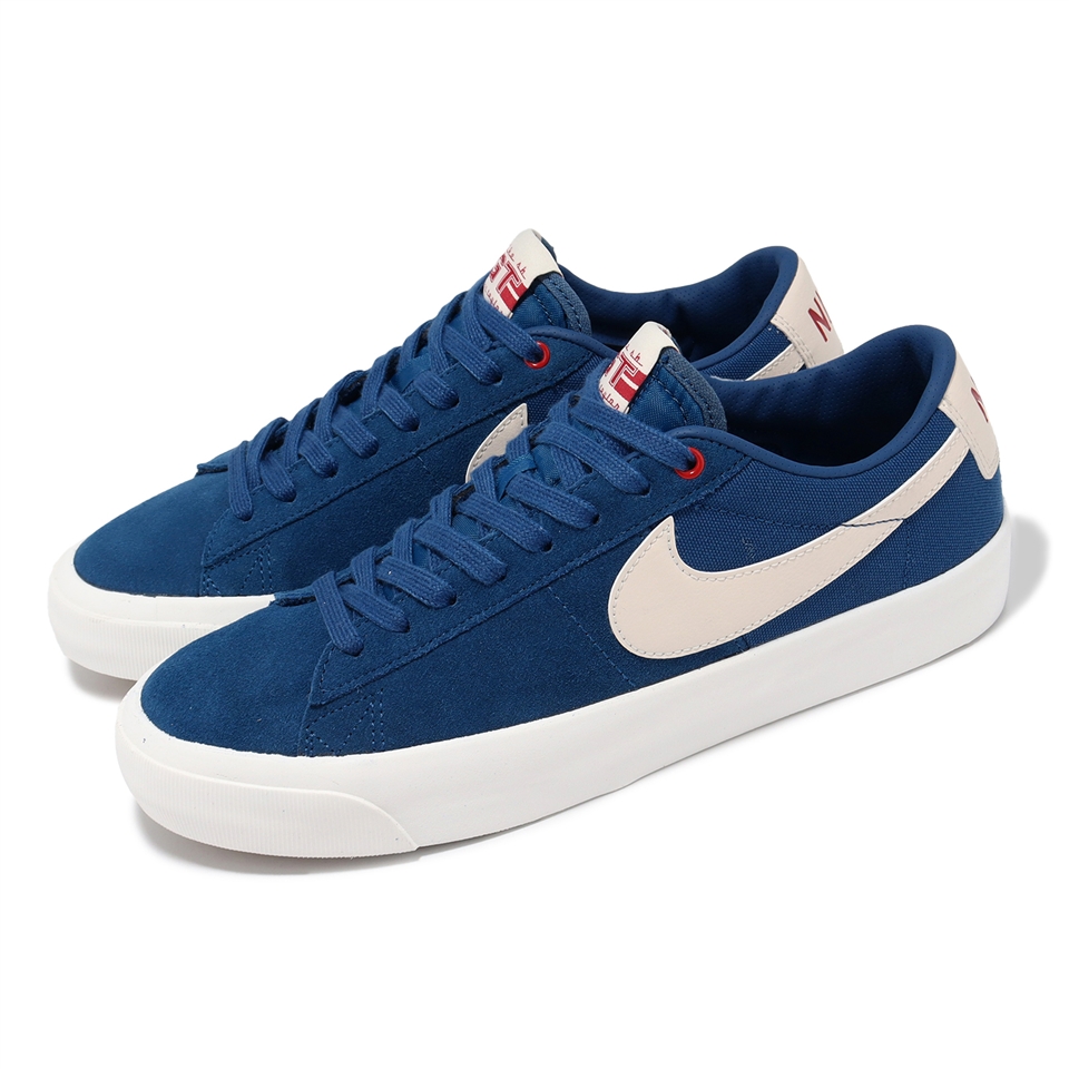 Nike 滑板鞋SB Zoom Blazer Low Pro GT 男鞋藍米白麂皮氣墊板鞋運動鞋