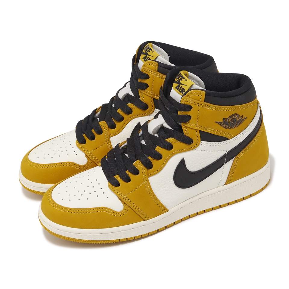 Nike 休閒鞋Jordan 1 Retro High OG GS 大童女鞋黃黑AJ1 FD1437-701