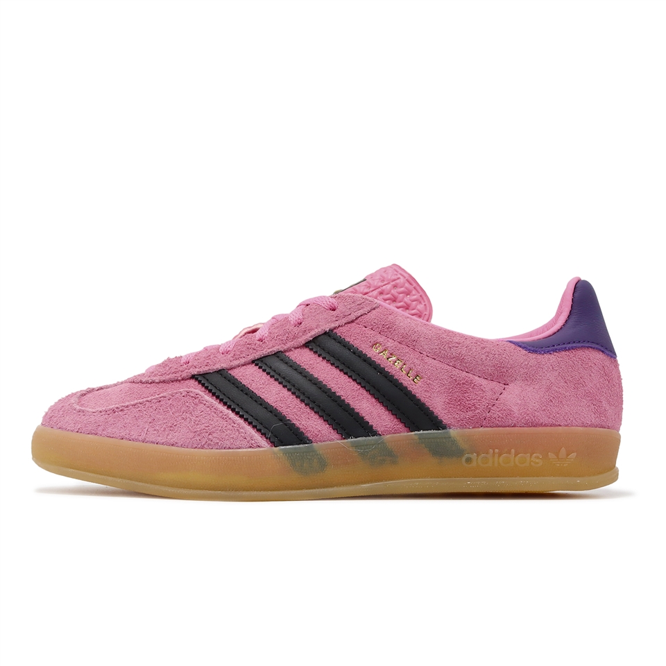 adidas 休閒鞋Gazelle Indoor W 女鞋粉黑麂皮膠底低筒復古愛迪達