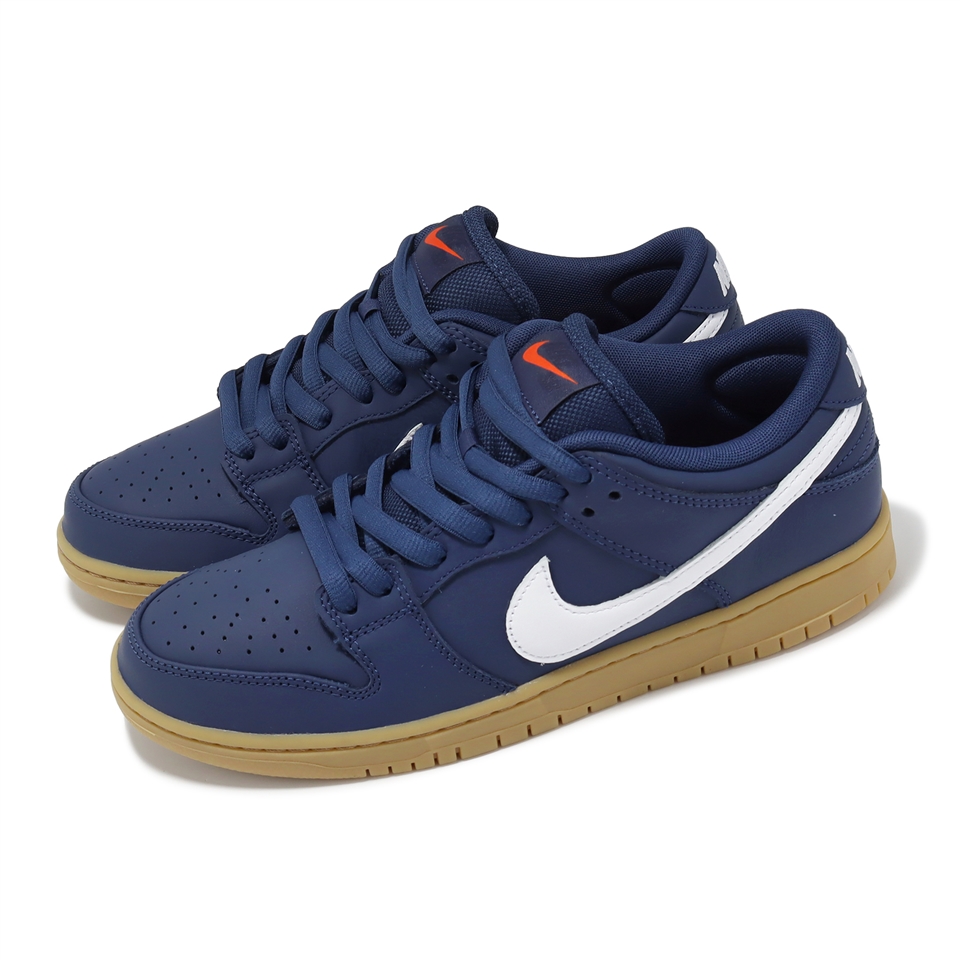 Nike 滑板鞋SB Dunk Low Pro 男鞋藍白Navy Gum 皮革膠底氣墊板鞋FJ1674