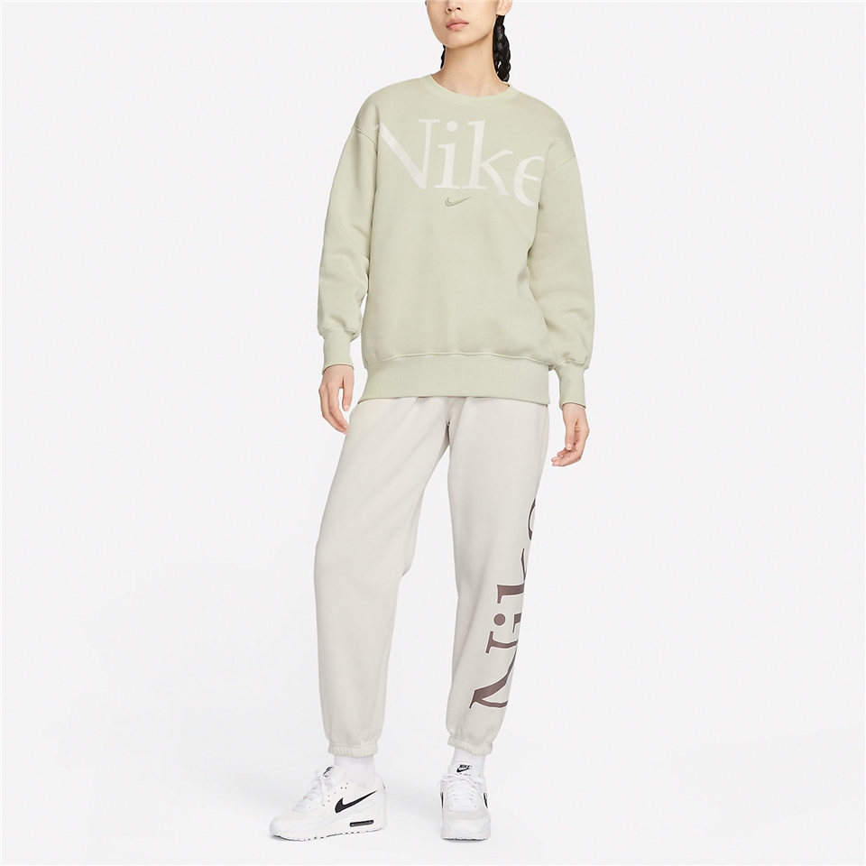 Nike 長褲NSW Phoenix 女款黑白刷毛抽繩高腰小開岔寬褲棉褲DQ5616-010, NIKE