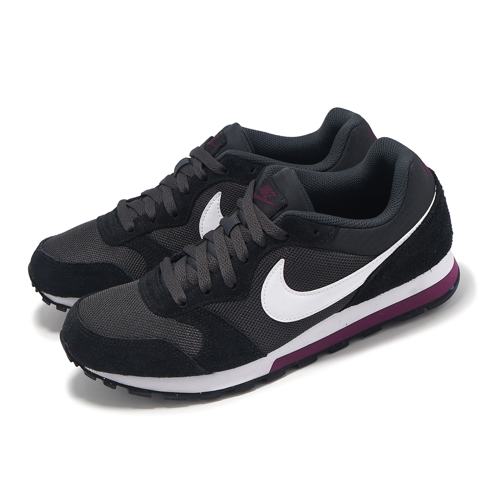 Nike 慢跑鞋Wmns MD Runner 2 女鞋黑紅網布麂皮緩衝華夫格大底749869