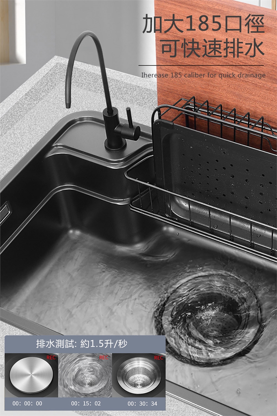 Amazon.com: 32 個黑色嵌入式雙碗廚房水槽,ZDHHT 32 x 19 x 10 英吋 16 規 T304 黑色不銹鋼雙碗廚房水槽底座  50/50 分隔廚房水槽盆 : 家居裝修