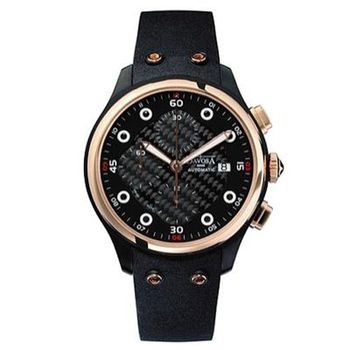 DAVOSA XM8碳纖維計時機械腕錶-IP黑/玫瑰金框/42mm