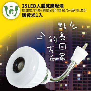 【U want】25節能減碳LED可彎式感應燈泡(  插頭型／暖黃光)