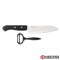 【KYOCERA】日本京瓷多功能陶瓷刀15cm削皮刀(黑柄)禮盒組