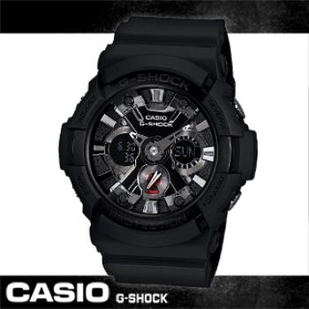 【CASIO 卡西歐 G-SHOCK 系列】金屬機械錶面設計雙顯錶(GA-201-1A)