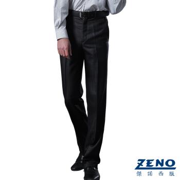 ZENO傑諾 型男時尚修身平口西裝褲‧時尚黑