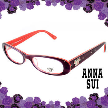 Anna Sui 安娜蘇 古典花園金屬蝴蝶小圓點造型眼鏡(紫玫色) AS504706
