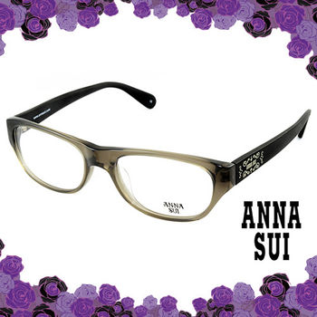 Anna Sui 安娜蘇 祕密花園logo霧面鏡腳造型眼鏡(黑灰色) AS508997