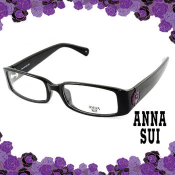 Anna Sui 安娜蘇 經典花園紫色薔薇造型眼鏡(黑色) AS509001
