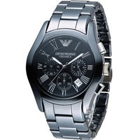 EMPORIO ARMANI Ceramica 自我風格陶瓷計時腕錶 AR1400 黑