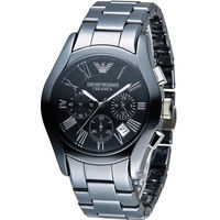 EMPORIO ARMANI Ceramica 自我風格陶瓷計時腕錶 AR1400 黑
