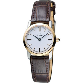 TITONI Slenderline 梅花錶超薄時尚女用錶 TQ42918SRG-ST-583皮帶款