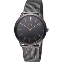 CK Calvin Klein Minimal 俐落米蘭時尚腕錶 K3M22421 黑x玫瑰金(35mm)