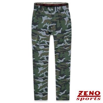 ZENO傑諾 保暖刷毛彈性迷彩休閒褲‧灰綠30-42