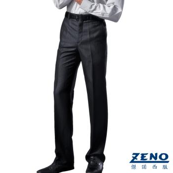 ZENO傑諾 刷毛保暖條紋平面西裝褲‧深藍