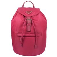 PRADA BZ0032 經典三角LOGO尼龍帆布束口後背包.桃紅