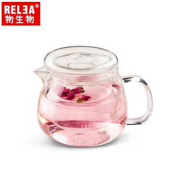 【RELEA物生物】500ml小花耐熱玻璃泡茶壺(附濾茶器)